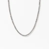 10K Diamond Cut White Gold Round 1.3mm Wheat Chain (20")