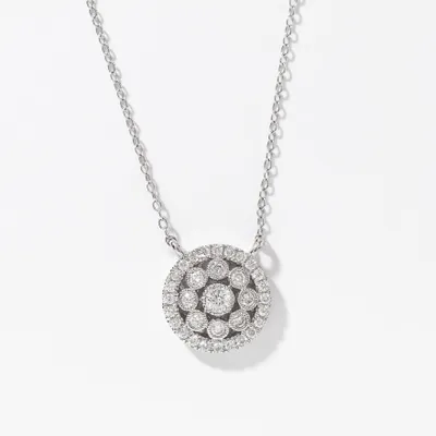 Diamond Cluster Pendant in 10K White Gold (0.50 ct tw)