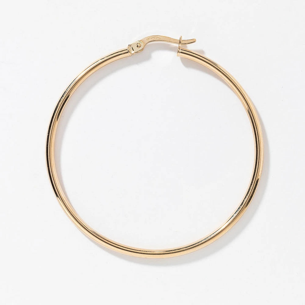 2mmx40mm Tube Hoop Earrings in 10K Yellow Gold