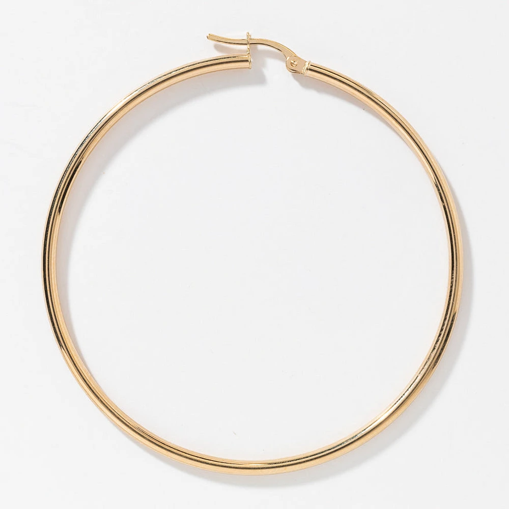 50mm Tube Hoop Earrings in 10K Yellow Gold