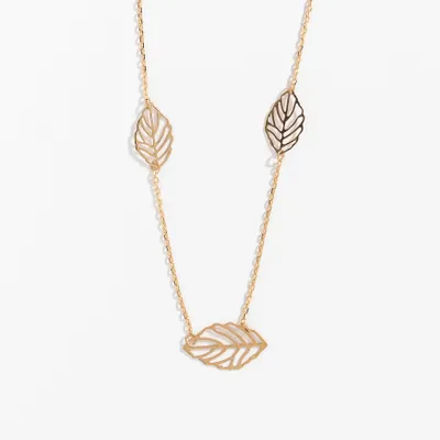 Cutout Leaf Necklace in 10K Yellow Gold