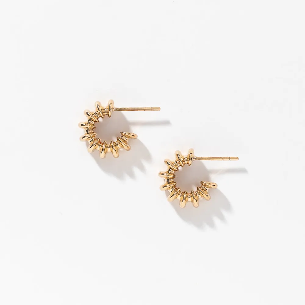 Bar Hoop Earrings In 10K Yellow Gold