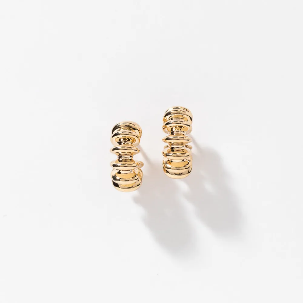 Bar Hoop Earrings In 10K Yellow Gold