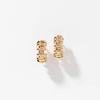 Bar Hoop Earrings In 10K Yellow Gold