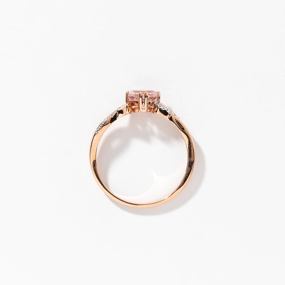 Morganite Ring With Diamond Accents 14K Rose Gold