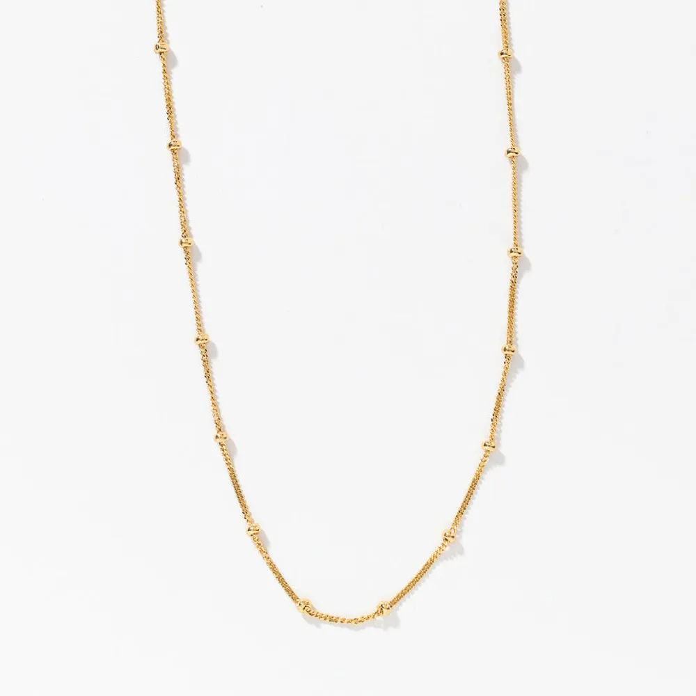 Mini Bead Station Chain in 10K Yellow Gold (18”)