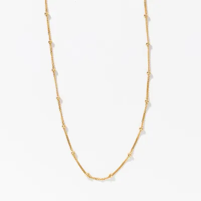 Mini Bead Station Chain in 10K Yellow Gold (18”)