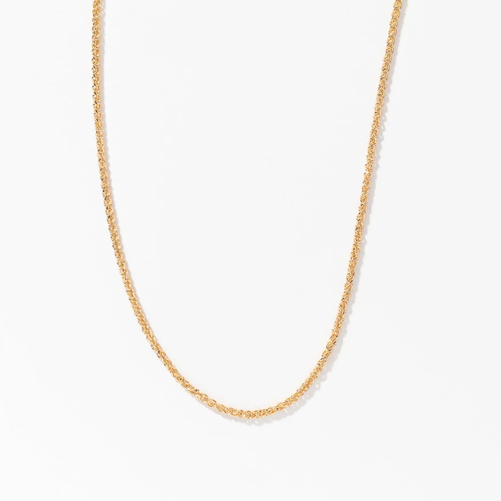 10K Yellow Gold Diamond Cut Square 1.2mm Wheat Chain (18")