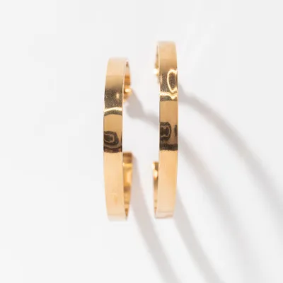 Flat Tube Hoop Earrings in Italian 10K Yellow Gold