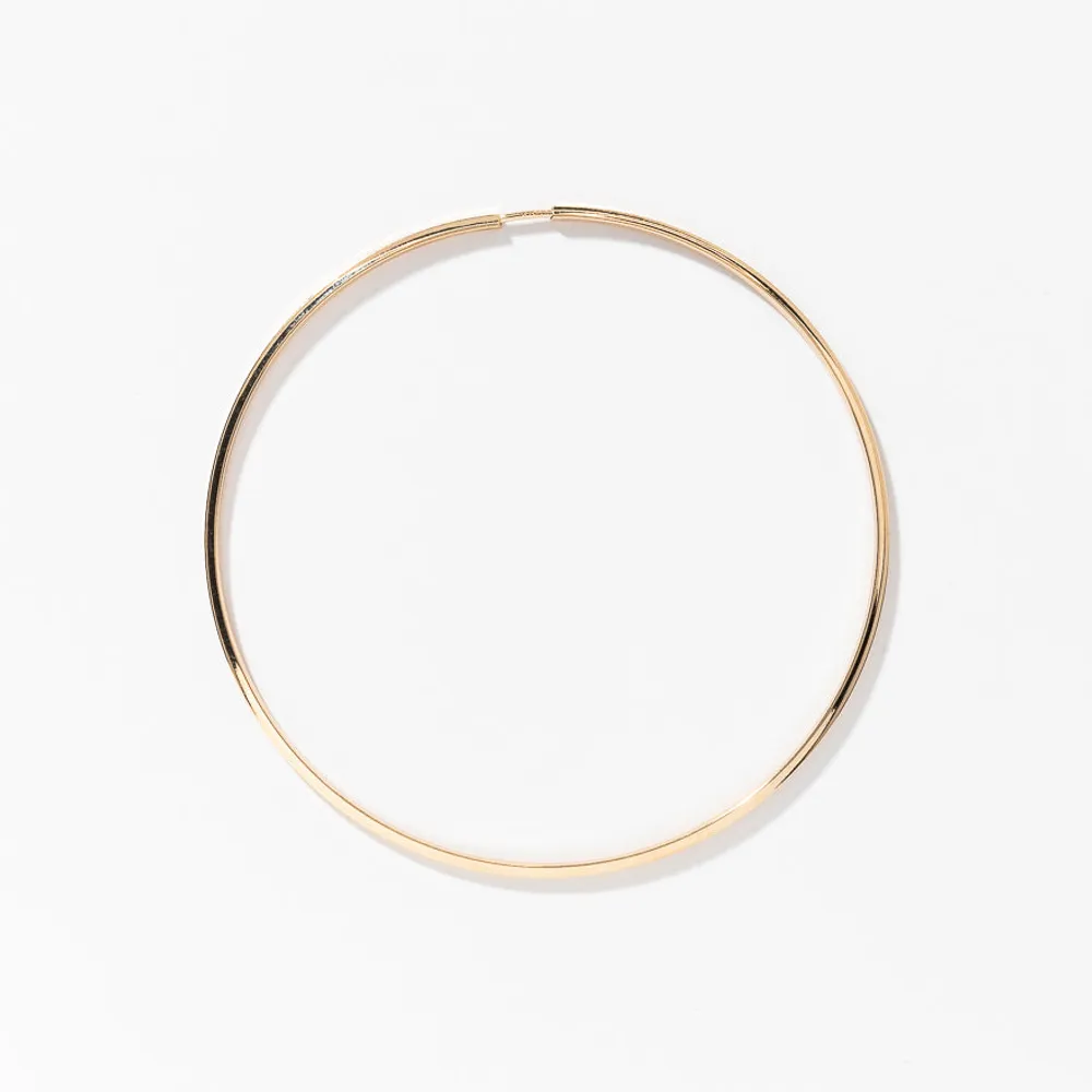 50mm Square Tube Sleeper Hoop Earrings in 10K Yellow Gold