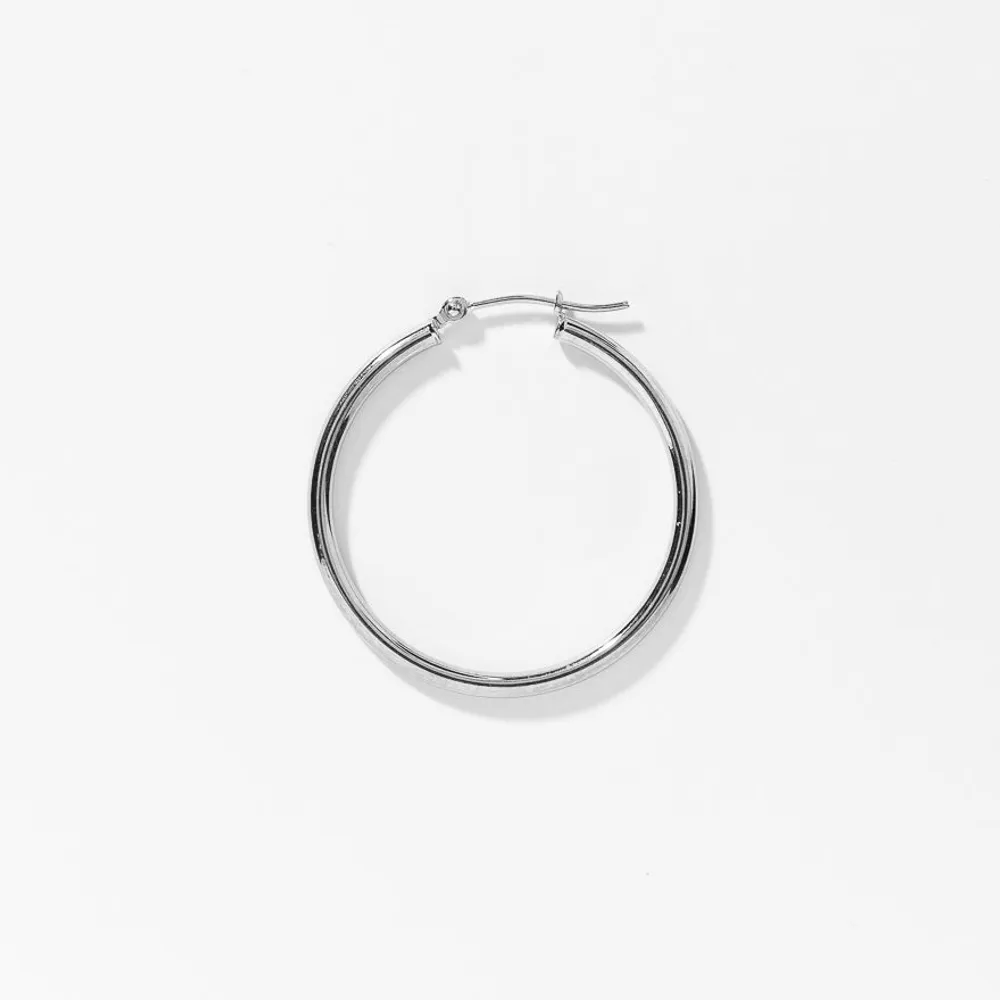 30mm Tube Hoop Earrings in 10K White Gold