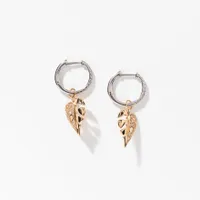Diamond Leaf Drop Earrings In 10K Yellow and White Gold (0.38 ct tw)