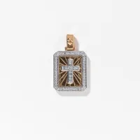 Gents Diamond Cross Pendant in 10K Yellow and White Gold (0.50 ct tw)