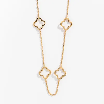 Open Flower Necklace in 10K Yellow Gold