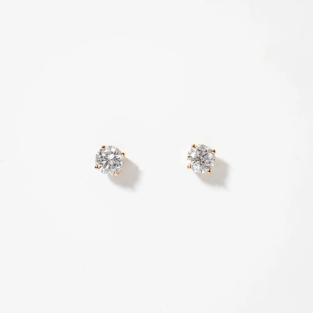 Solitaire Diamond Stud Earrings in 14K Yellow Gold (0.40 ct tw)