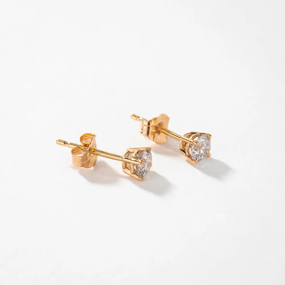Solitaire Diamond Stud Earrings in 14K Yellow Gold (0.40 ct tw)