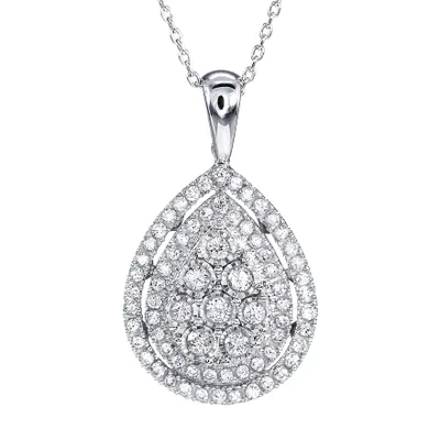 - Elise - Pear Shaped Diamond Cluster Pendant In 10K White Gold (0.50