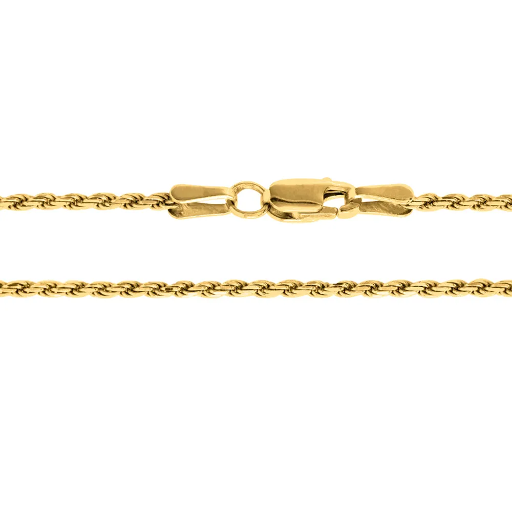 10K 1.3mm Yellow Gold Diamond Cut Rope Chain (18”)