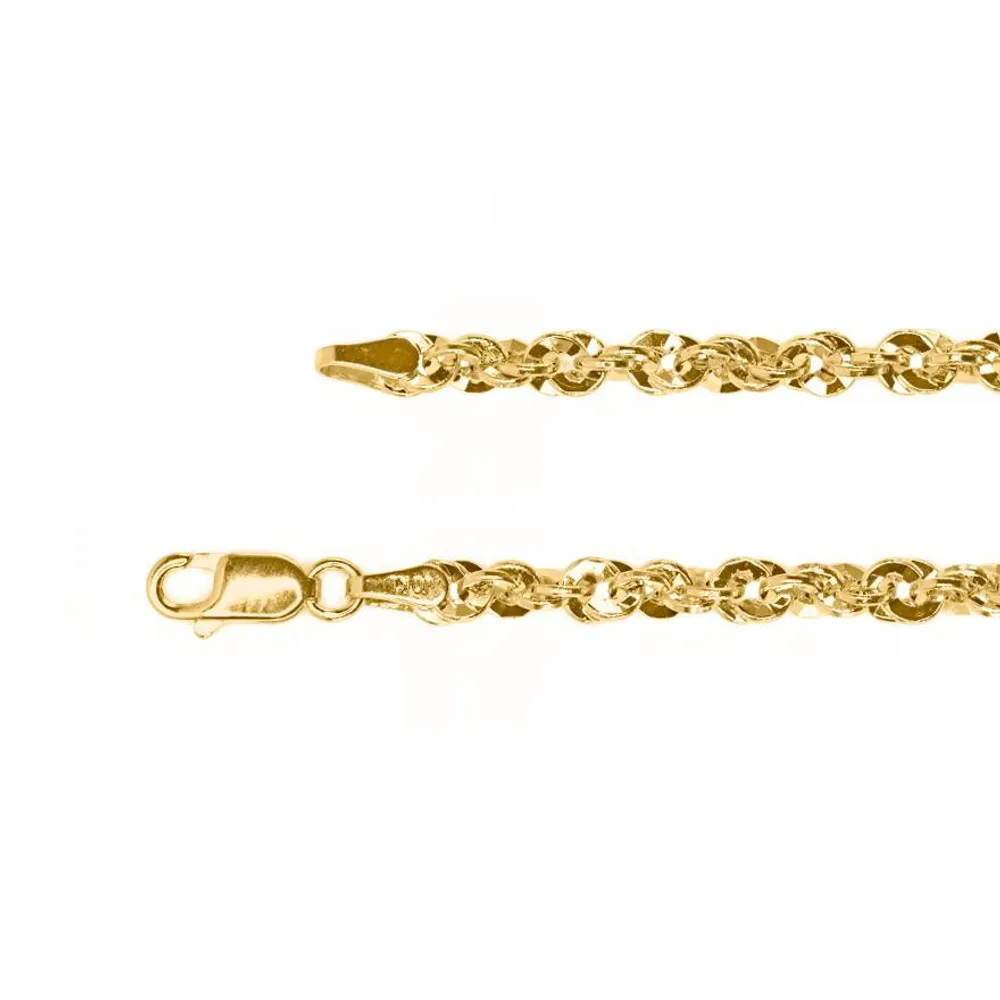 10K Yellow Gold 3.70mm Diamond Cut Rope Chain (22")