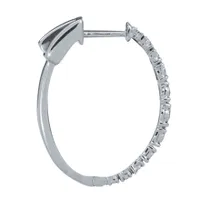 Fara- Diamond Oval Shape Hoop Earrings In 10K Gold (0.50 ct tw