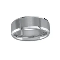 Men’s 8mm Tungsten Ring Brushed Centre Beveled Edge