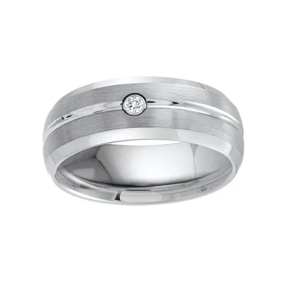 Men’s 8mm Tungsten Wedding Band With Diamond Centre