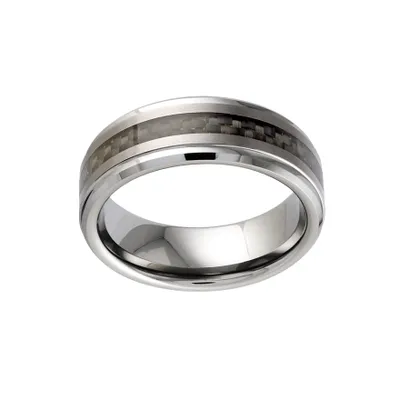 Men's 8mm Tungsten Ring with Carbon Fiber Inlay
