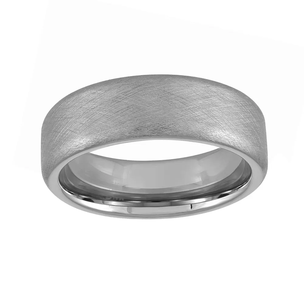 Mens Comfort Fit Wedding Band with Brush Finish in 14K White Gold (6.5 –  Ann-Louise Jewellers