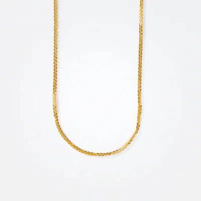 10K White and Yellow Gold Diamond Cut Square 0.9mm Wheat Chain (18")