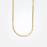 10K White and Yellow Gold Diamond Cut Square 0.9mm Wheat Chain (18")