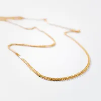 10K White and Yellow Gold Diamond Cut Square 0.9mm Wheat Chain (18")