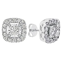 Halo Diamond Stud Earrings in 10K White Gold (1.00ct tw)