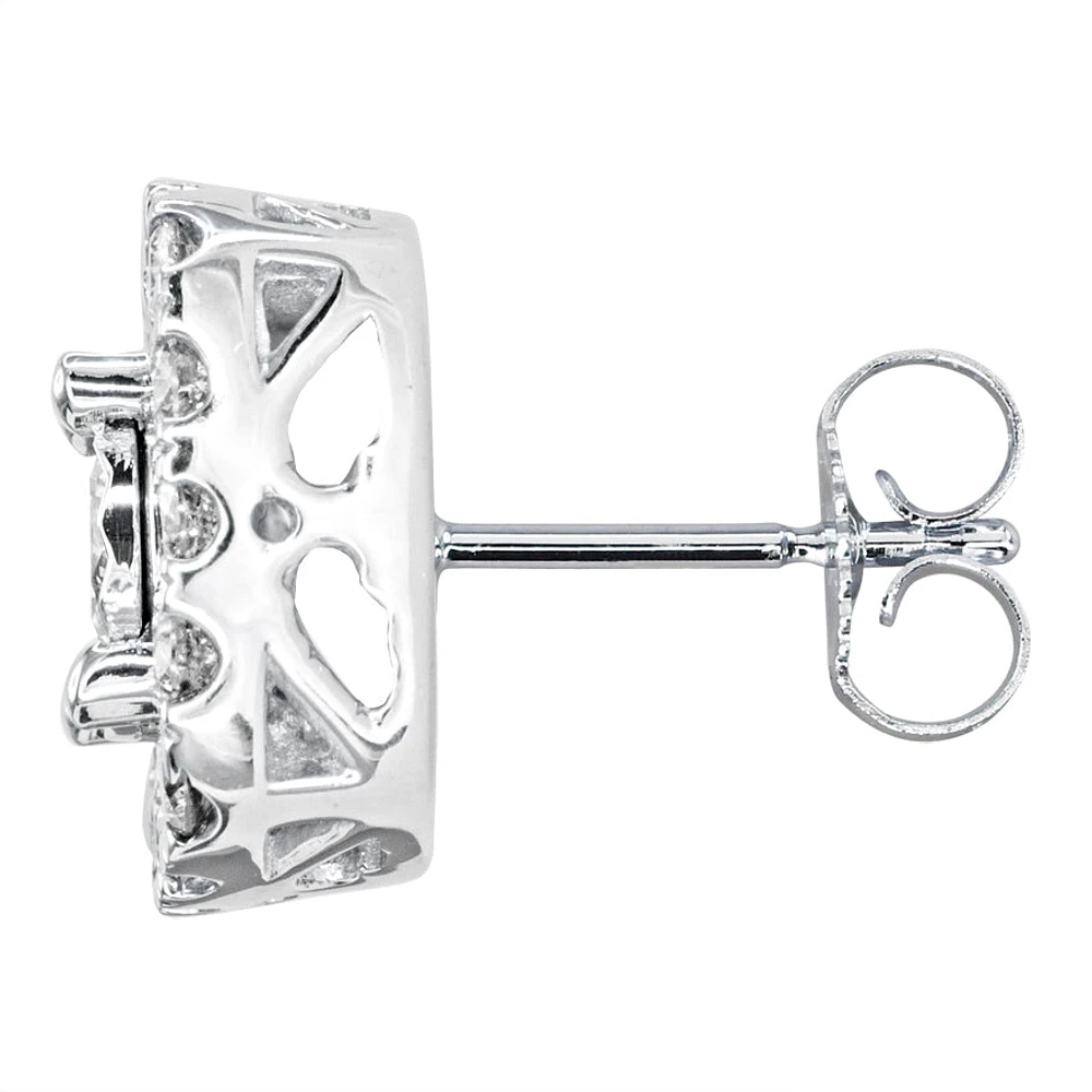 Halo Diamond Stud Earrings in 10K White Gold (1.00ct tw)
