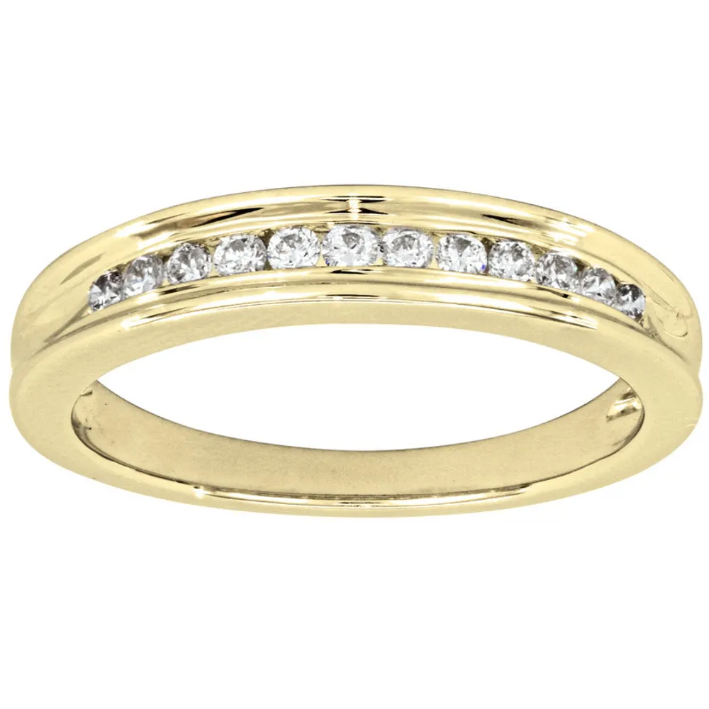 Ladies Brushed Gold Diamond Band in 10K Yellow Gold (0.02 ct tw) –  Ann-Louise Jewellers