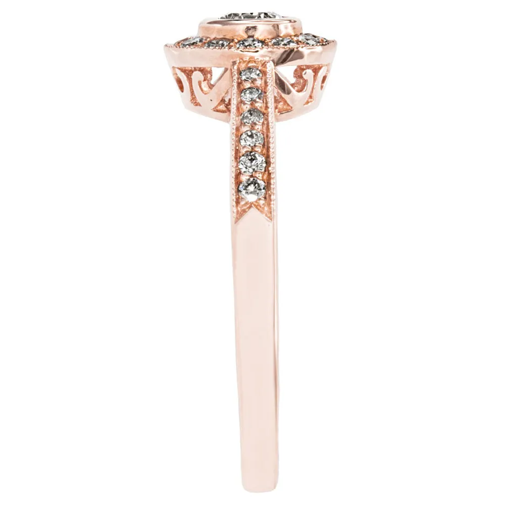 Bezel Set Diamond Engagement Halo Ring 14K Rose Gold (0.46ct tw)