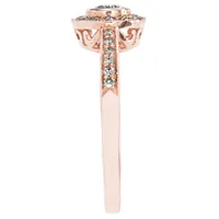 Bezel Set Diamond Engagement Halo Ring 14K Rose Gold (0.46ct tw)