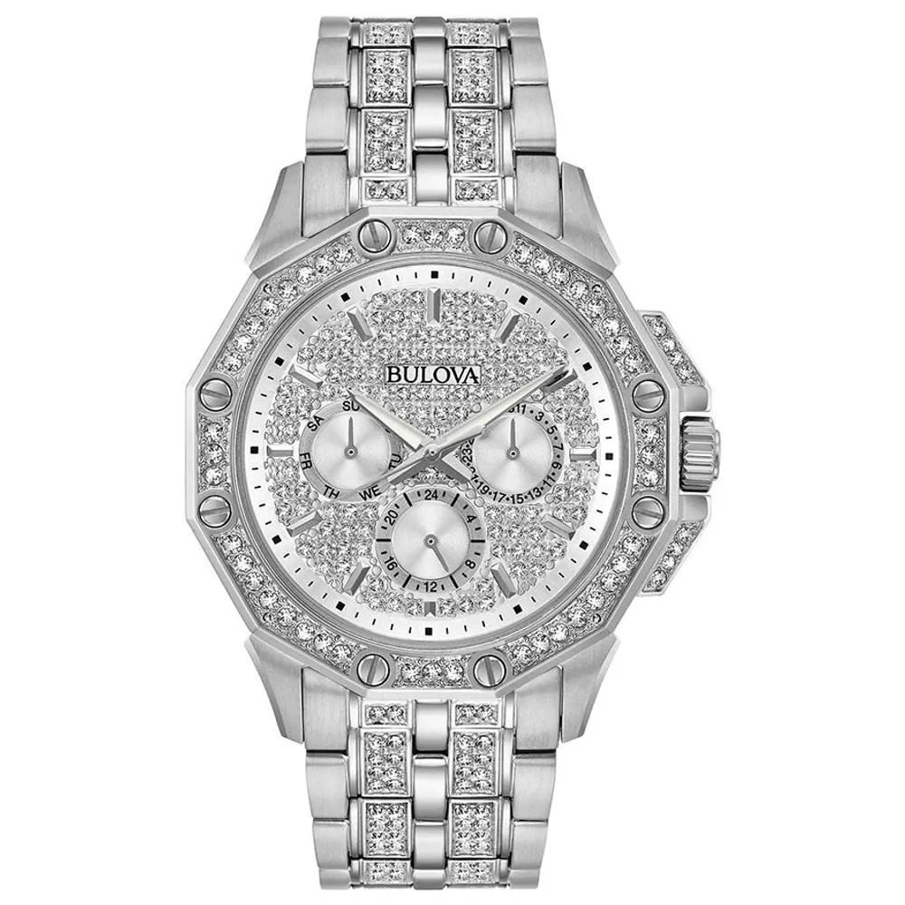 Bulova Men's Crystal Watch With Pave Set Dial | 96C134