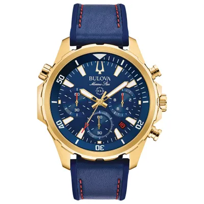 Bulova Men's Marine Star Chronograph Blue Dial Blue Strap Watch | 97B1