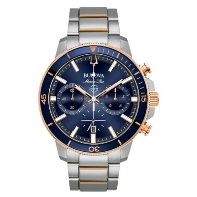 Bulova Men's Marine Star Chronograph Blue Dial Stainless Steel Watch |
