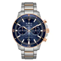 Bulova Men's Marine Star Chronograph Blue Dial Stainless Steel Watch |