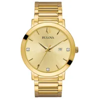 Bulova Men's Modern Diamond Gold Dial Gold Tone Watch | 97D115