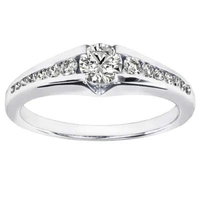Channel Set Round Engagement Ring 14K White Gold (0.50ct tw)