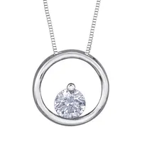 10K White Gold Solitaire Diamond Pendant (0.075 ct tw)