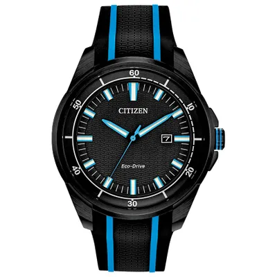 Men's Citizen Drive Eco-Drive Watch With Black and Blue Silicon Strap
