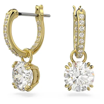 Swarovski Constella Drop Earrings Round Cut Gold-Tone | 5638802