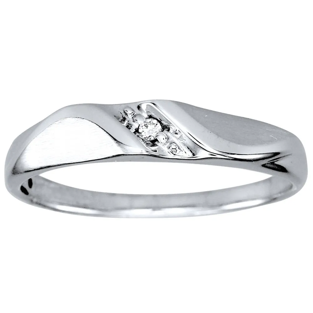 Hers Slanted Diamond Wedding Band 10K White Gold (0.01ct tw)