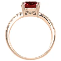 Cushion Shaped Garnet and Diamond Ring 10K Rose Gold