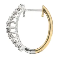 Diamond Cluster Hoop Earrings In 10K Yellow and White Gold (1.00 ct tw