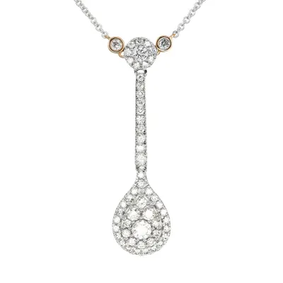 Diamond Drop Necklace in 10K Rose and White Gold (0.75ct tw)