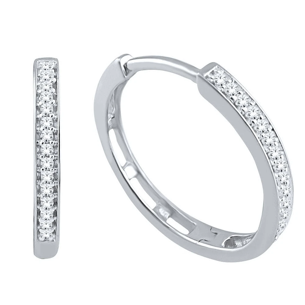 Diamond Hoop Earrings in 10K White Gold (0.10ct tw)